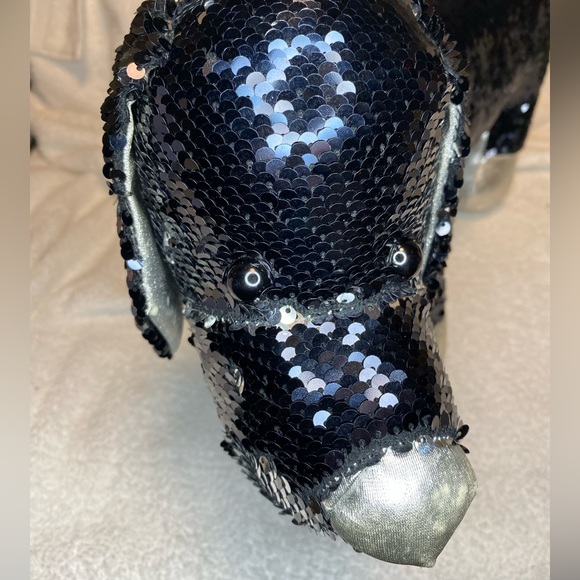Dan Dee Dachshund Sequin Flip Plush Black & Silver Weiner Dog Stuffed Animal - Picture 7 of 16